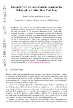 Unsupervised Representation Learning by Balanced Self Attention Matching