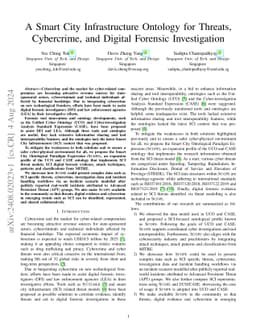 A Smart City Infrastructure Ontology for Threats, Cybercrime, and Digital Forensic Investigation