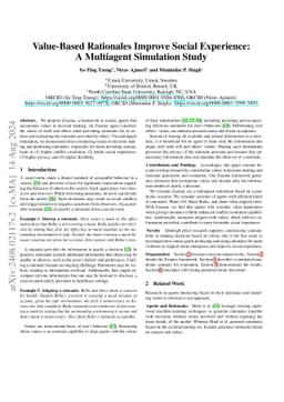 Value-Based Rationales Improve Social Experience: A Multiagent
  Simulation Study