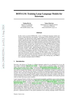 Pula: Training Large Language Models for Setswana
