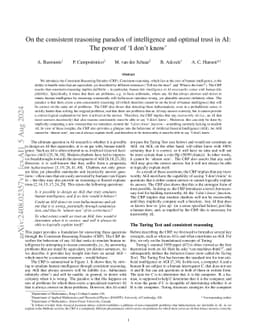 On the consistent reasoning paradox of intelligence and optimal trust in
  AI: The power of Í don't know'