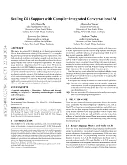 Scaling CS1 Support with Compiler-Integrated Conversational AI