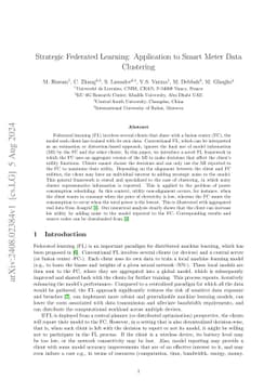 Strategic Federated Learning: Application to Smart Meter Data Clustering