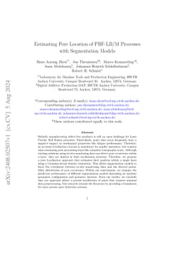 Estimating Pore Location of PBF-LB/M Processes with Segmentation Models