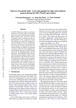OneLove beyond the field -- A few-shot pipeline for topic and sentiment
  analysis during the FIFA World Cup in Qatar