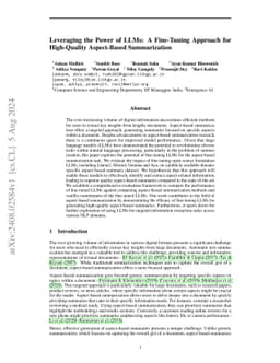 Leveraging the Power of LLMs: A Fine-Tuning Approach for High-Quality
  Aspect-Based Summarization