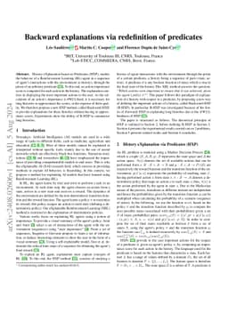 Backward explanations via redefinition of predicates