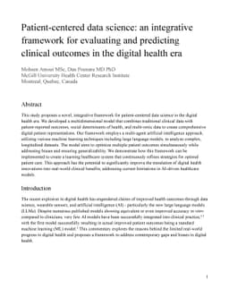 Patient-centered data science: an integrative framework for evaluating
  and predicting clinical outcomes in the digital health era