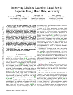 Improving Machine Learning Based Sepsis Diagnosis Using Heart Rate
  Variability