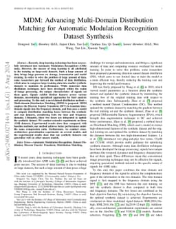 MDM: Advancing Multi-Domain Distribution Matching for Automatic
  Modulation Recognition Dataset Synthesis