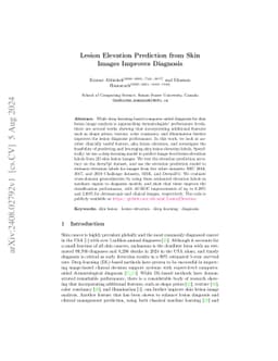Lesion Elevation Prediction from Skin Images Improves Diagnosis
