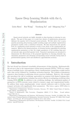 Sparse Deep Learning Models with the $\ell_1$ Regularization