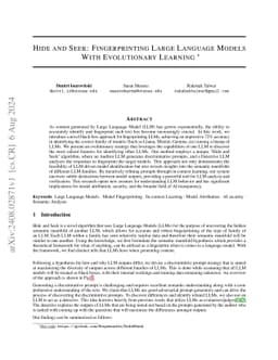 Hide and Seek: Fingerprinting Large Language Models with Evolutionary
  Learning
