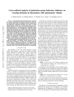 Cross-cultural analysis of pedestrian group behaviour influence on
  crossing decisions in interactions with autonomous vehicles