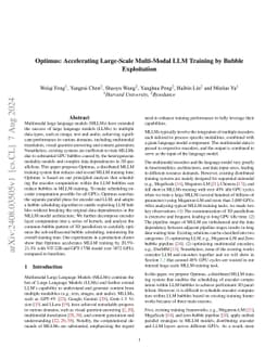 Optimus: Accelerating Large-Scale Multi-Modal LLM Training by Bubble
  Exploitation