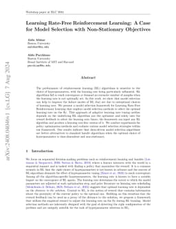 Learning Rate-Free Reinforcement Learning: A Case for Model Selection
  with Non-Stationary Objectives