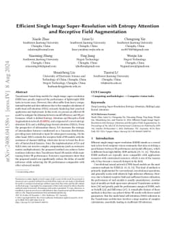 Efficient Single Image Super-Resolution with Entropy Attention and
  Receptive Field Augmentation