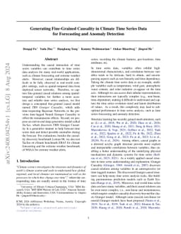 Generating Fine-Grained Causality in Climate Time Series Data for
  Forecasting and Anomaly Detection