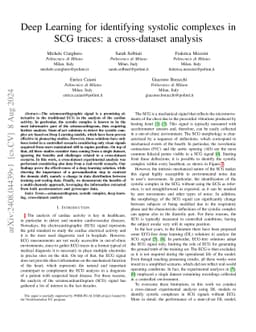 Deep Learning for identifying systolic complexes in SCG traces: a
  cross-dataset analysis