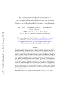 An experimental comparative study of backpropagation and alternatives
  for training binary neural networks for image classification