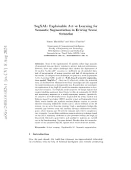 SegXAL: Explainable Active Learning for Semantic Segmentation in Driving
  Scene Scenarios