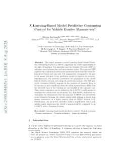 A Learning-Based Model Predictive Contouring Control for Vehicle Evasive
  Manoeuvres