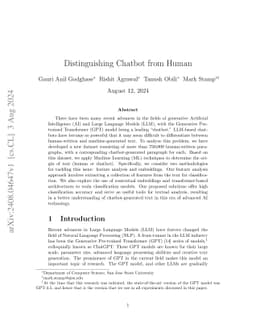 Distinguishing Chatbot from Human