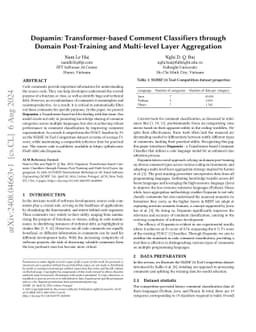 Dopamin: Transformer-based Comment Classifiers through Domain
  Post-Training and Multi-level Layer Aggregation