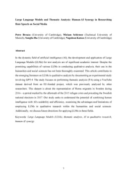 Large Language Models and Thematic Analysis: Human-AI Synergy in
  Researching Hate Speech on Social Media