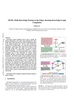 MUSE: Multi-Knowledge Passing on the Edges, Boosting Knowledge Graph
  Completion