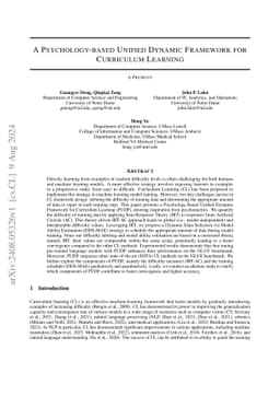 A Psychology-based Unified Dynamic Framework for Curriculum Learning