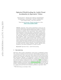 Spherical World-Locking for Audio-Visual Localization in Egocentric
  Videos