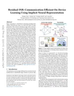 Residual-INR: Communication Efficient On-Device Learning Using Implicit
  Neural Representation