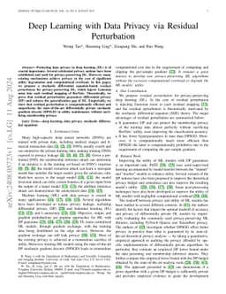 Deep Learning with Data Privacy via Residual Perturbation