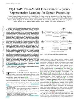 VQ-CTAP: Cross-Modal Fine-Grained Sequence Representation Learning for
  Speech Processing