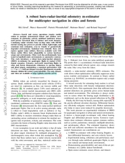 A robust baro-radar-inertial odometry m-estimator for multicopter
  navigation in cities and forests