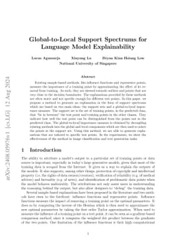 Global-to-Local Support Spectrums for Language Model Explainability
