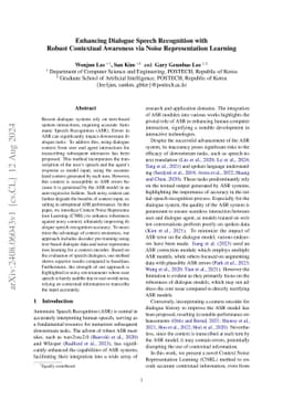 Enhancing Dialogue Speech Recognition with Robust Contextual Awareness
  via Noise Representation Learning