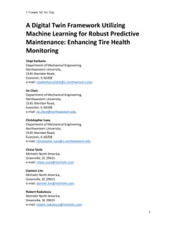 A Digital Twin Framework Utilizing Machine Learning for Robust
  Predictive Maintenance: Enhancing Tire Health Monitoring