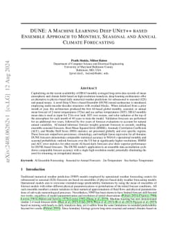 DUNE: A Machine Learning Deep UNet++ based Ensemble Approach to Monthly,
  Seasonal and Annual Climate Forecasting