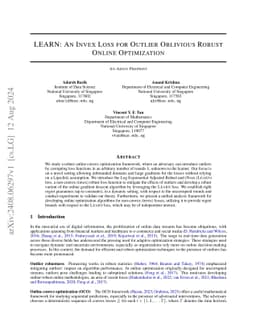 LEARN: An Invex Loss for Outlier Oblivious Robust Online Optimization