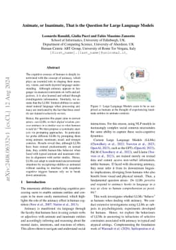 Animate, or Inanimate, That is the Question for Large Language Models