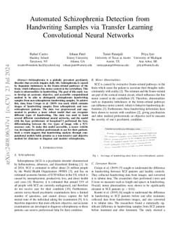 Automated Schizophrenia Detection from Handwriting Samples via Transfer
  Learning Convolutional Neural Networks