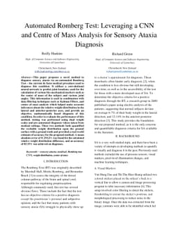 Automated Romberg Test: Leveraging a CNN and Centre of Mass Analysis for
  Sensory Ataxia Diagnosis