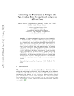 Unmasking the Uniqueness: A Glimpse into Age-Invariant Face Recognition
  of Indigenous African Faces