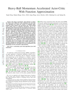 Heavy-Ball Momentum Accelerated Actor-Critic With Function Approximation