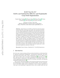 KAN You See It? KANs and Sentinel for Effective and Explainable Crop
  Field Segmentation