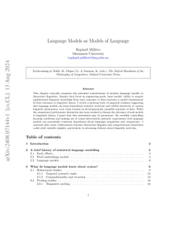 Language Models as Models of Language