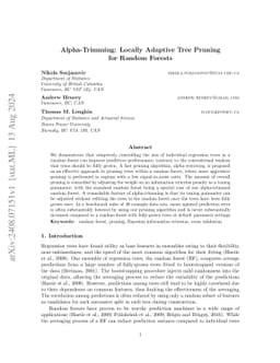 Alpha-Trimming: Locally Adaptive Tree Pruning for Random Forests