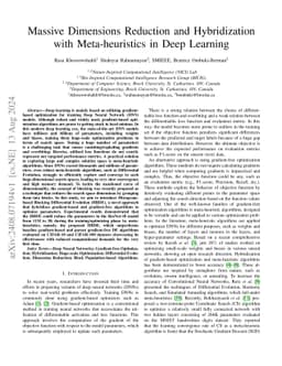 Massive Dimensions Reduction and Hybridization with Meta-heuristics in
  Deep Learning